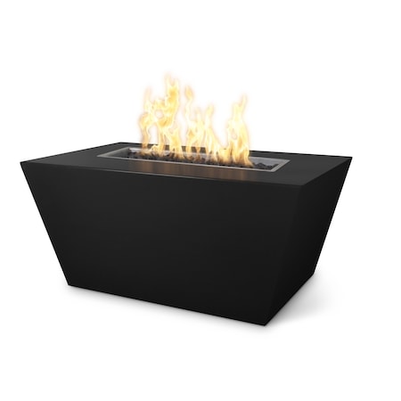 The Outdoor Plus 48 Rectangular Mesa Fire Pit, Powder Coated Metal, Black, Liquid Propane OPT-PCTT4824E12V-BLK-LP